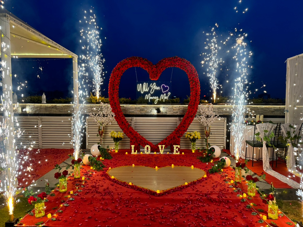 Romantic Proposal Theme Dinner in Jaipur